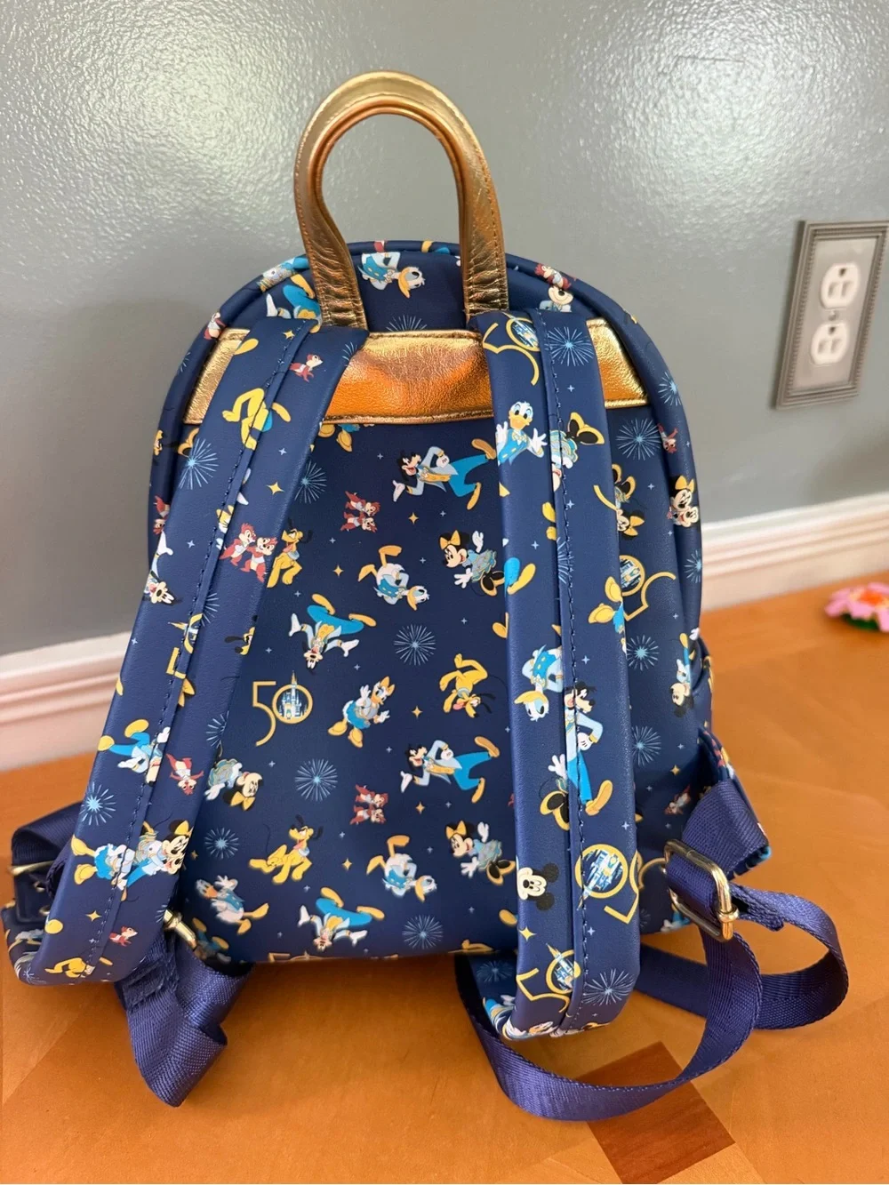 Loungefly Navy Disney Mickey & Friends Mini Backpack with Gold Accents